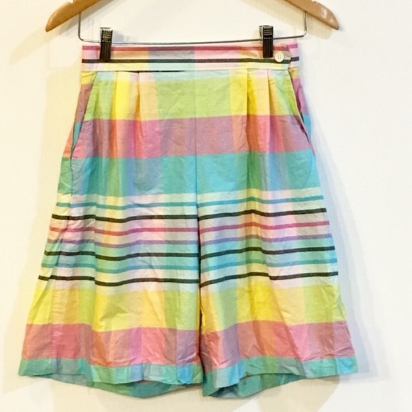 NWT Vintage Rainbow High Waist Shorts Fits Small Preppycore Madras - Picture 1 of 6